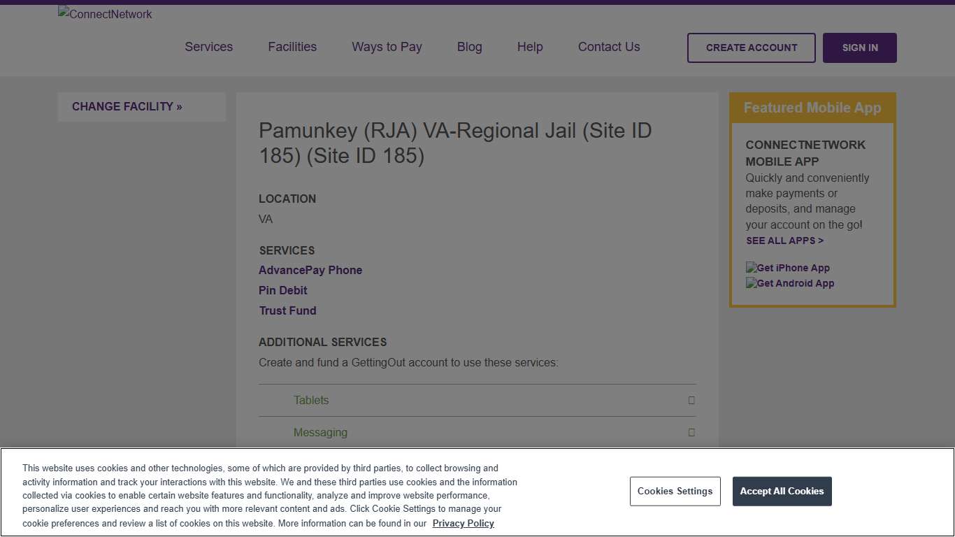 Pamunkey (RJA) VA-Regional Jail (Site ID 185) ConnectNetwork